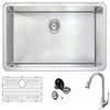 Anzzi Vanguard Undermount 32" Kitchen Sink and Polished Chrome Singer Faucet KAZ3219-041